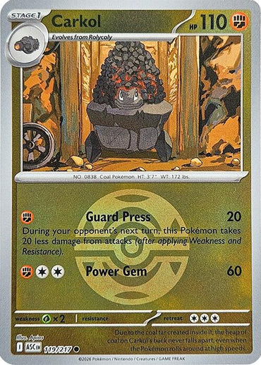 Carkol (119/217) (Dusk Ball) [Mega Evolution: Ascended Heroes]