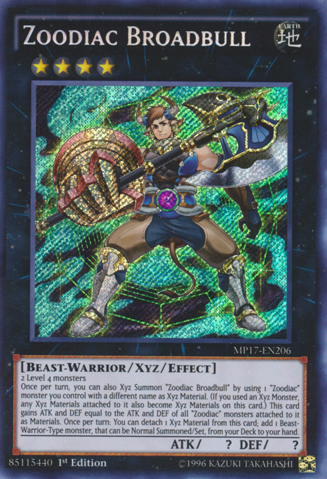 Zoodiac Broadbull [MP17-EN206] Secret Rare